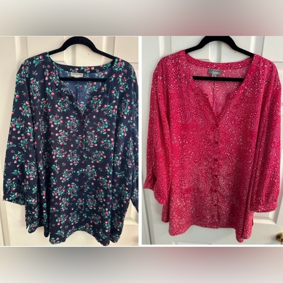 Catherine’s Georgette Buttonfront Tie Sleeve Cafe Blouse. BUNDLE! - Picture 1 of 7